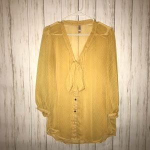 Yellow and white polkadot blouse